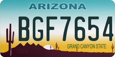 AZ license plate BGF7654