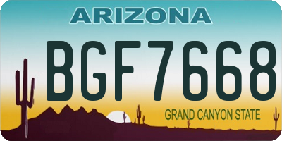 AZ license plate BGF7668