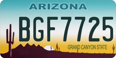 AZ license plate BGF7725