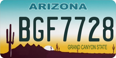 AZ license plate BGF7728