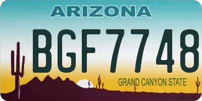 AZ license plate BGF7748