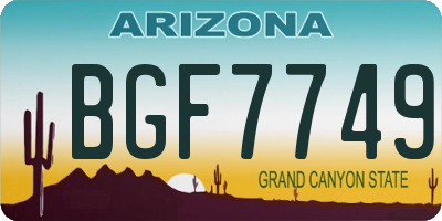 AZ license plate BGF7749