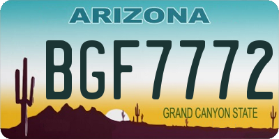 AZ license plate BGF7772