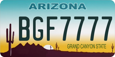 AZ license plate BGF7777