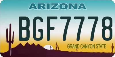 AZ license plate BGF7778