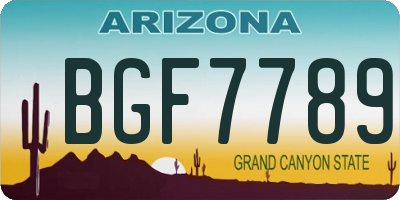 AZ license plate BGF7789