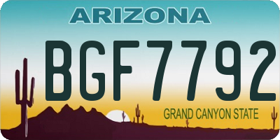 AZ license plate BGF7792