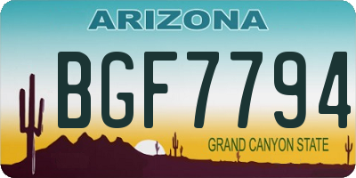 AZ license plate BGF7794