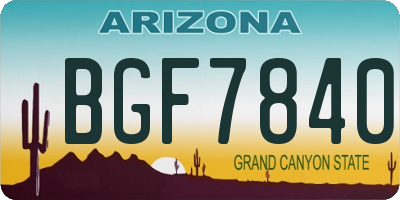 AZ license plate BGF7840