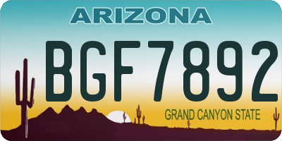 AZ license plate BGF7892