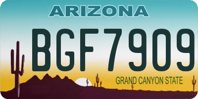 AZ license plate BGF7909