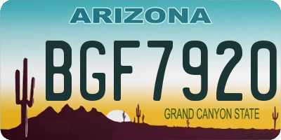 AZ license plate BGF7920