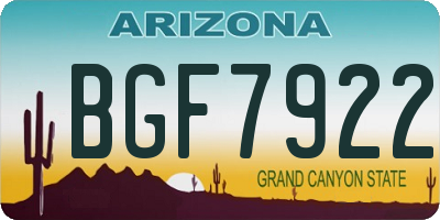AZ license plate BGF7922