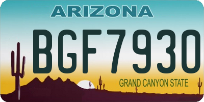 AZ license plate BGF7930