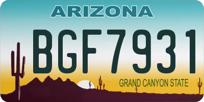 AZ license plate BGF7931