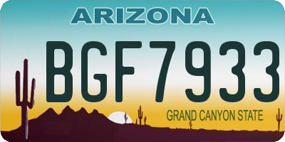 AZ license plate BGF7933