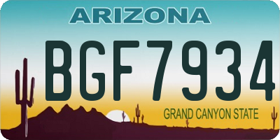 AZ license plate BGF7934