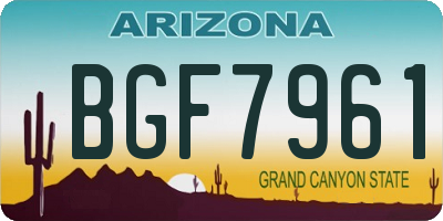 AZ license plate BGF7961
