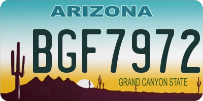 AZ license plate BGF7972