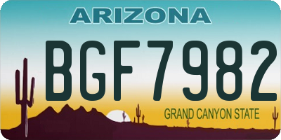 AZ license plate BGF7982