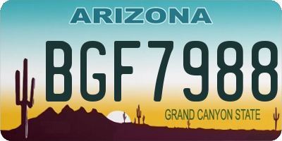 AZ license plate BGF7988