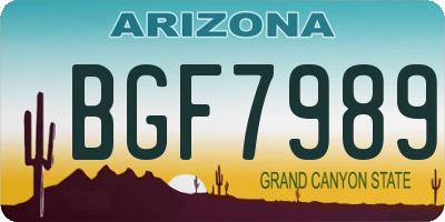 AZ license plate BGF7989