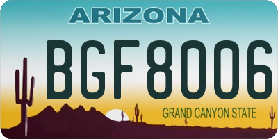 AZ license plate BGF8006