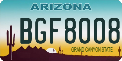 AZ license plate BGF8008