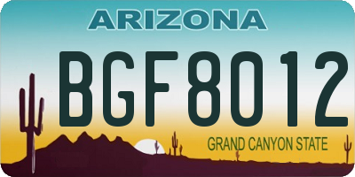 AZ license plate BGF8012