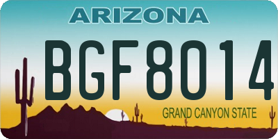 AZ license plate BGF8014