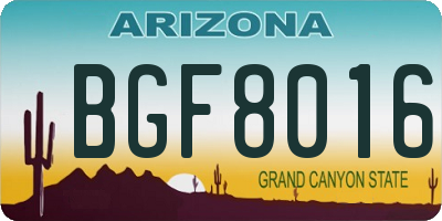 AZ license plate BGF8016