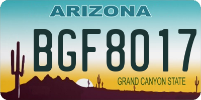 AZ license plate BGF8017