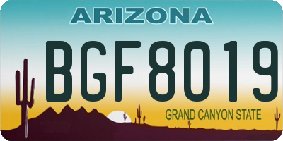 AZ license plate BGF8019