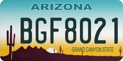 AZ license plate BGF8021