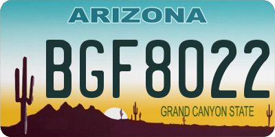 AZ license plate BGF8022