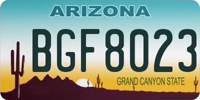 AZ license plate BGF8023