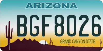 AZ license plate BGF8026