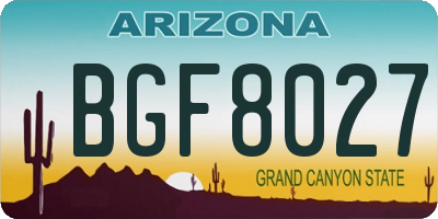 AZ license plate BGF8027