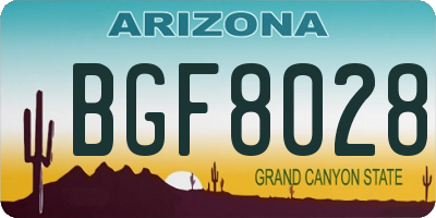 AZ license plate BGF8028