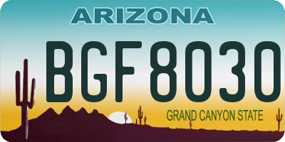 AZ license plate BGF8030
