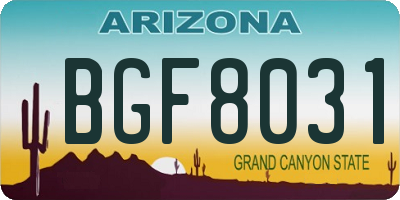 AZ license plate BGF8031