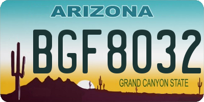 AZ license plate BGF8032