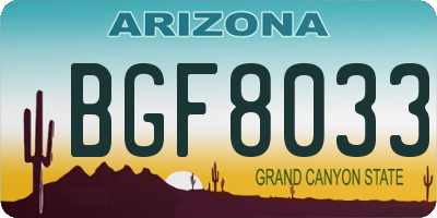 AZ license plate BGF8033