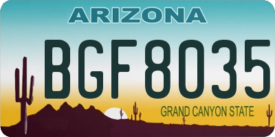 AZ license plate BGF8035