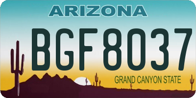 AZ license plate BGF8037