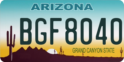 AZ license plate BGF8040