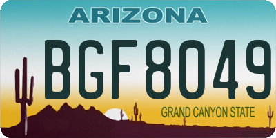 AZ license plate BGF8049