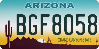 AZ license plate BGF8058