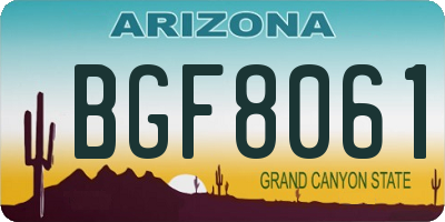 AZ license plate BGF8061