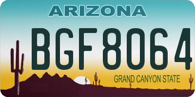 AZ license plate BGF8064